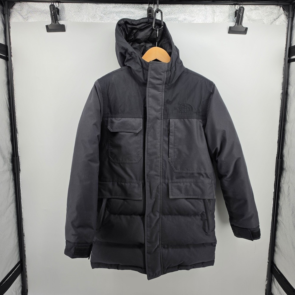 The North Face Biggie McMurdo Down Parka Mens Med Black/Green 550 Fill Puffer